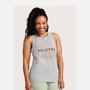 Peloton Womens S Gray Graphic Racerback Athletic Go-To-Racer Tank Top